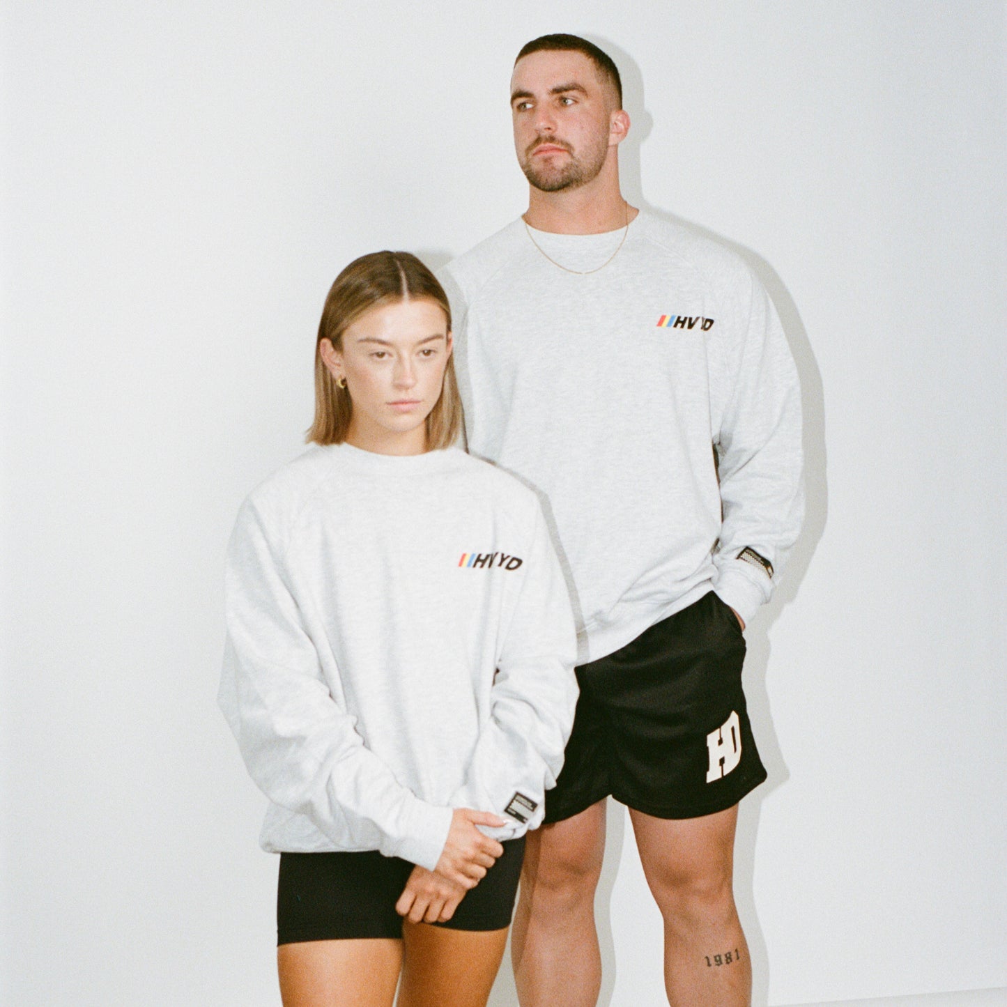 002 HVYD Race Fleece Crewneck — Heather Grey