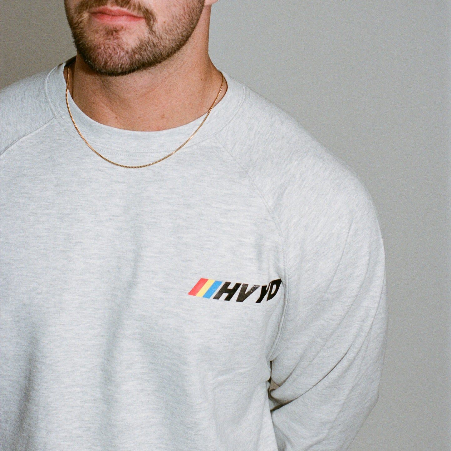 002 HVYD Race Fleece Crewneck — Heather Grey