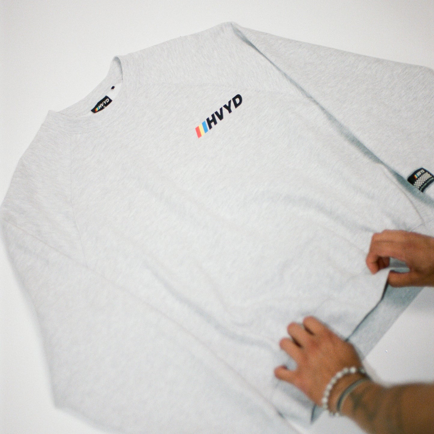 002 HVYD Race Fleece Crewneck — Heather Grey