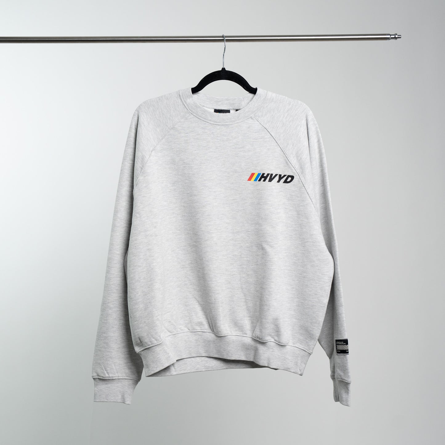 002 HVYD Race Fleece Crewneck — Heather Grey