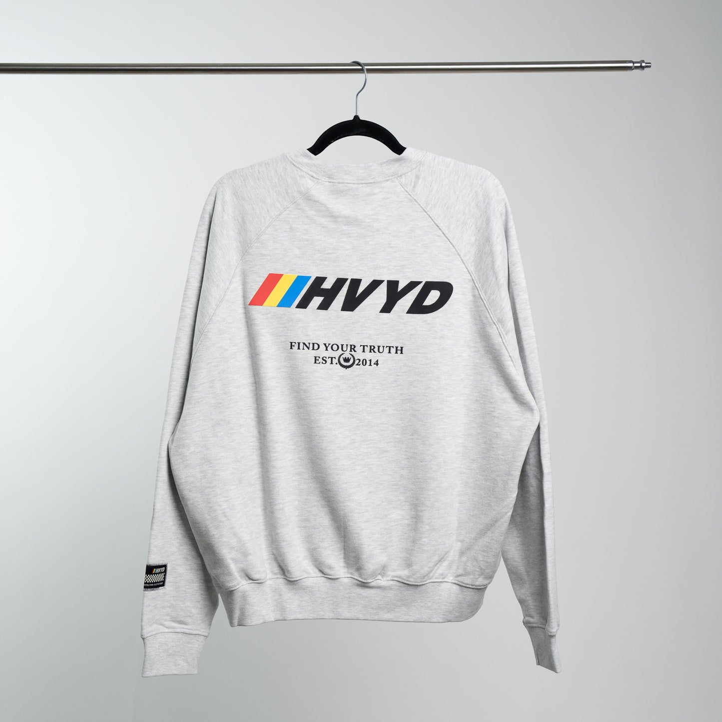 002 HVYD Race Fleece Crewneck — Heather Grey