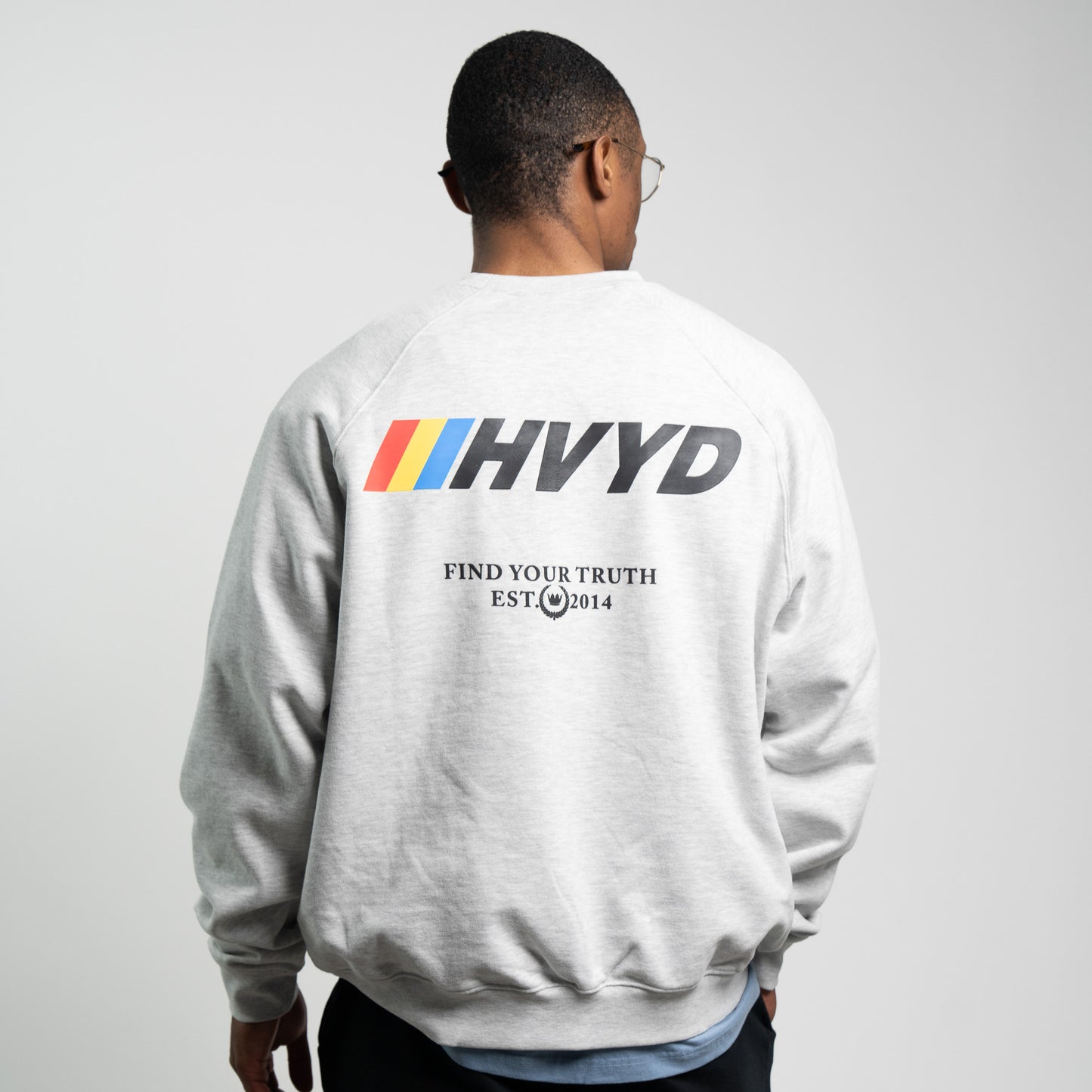 002 HVYD Race Fleece Crewneck — Heather Grey