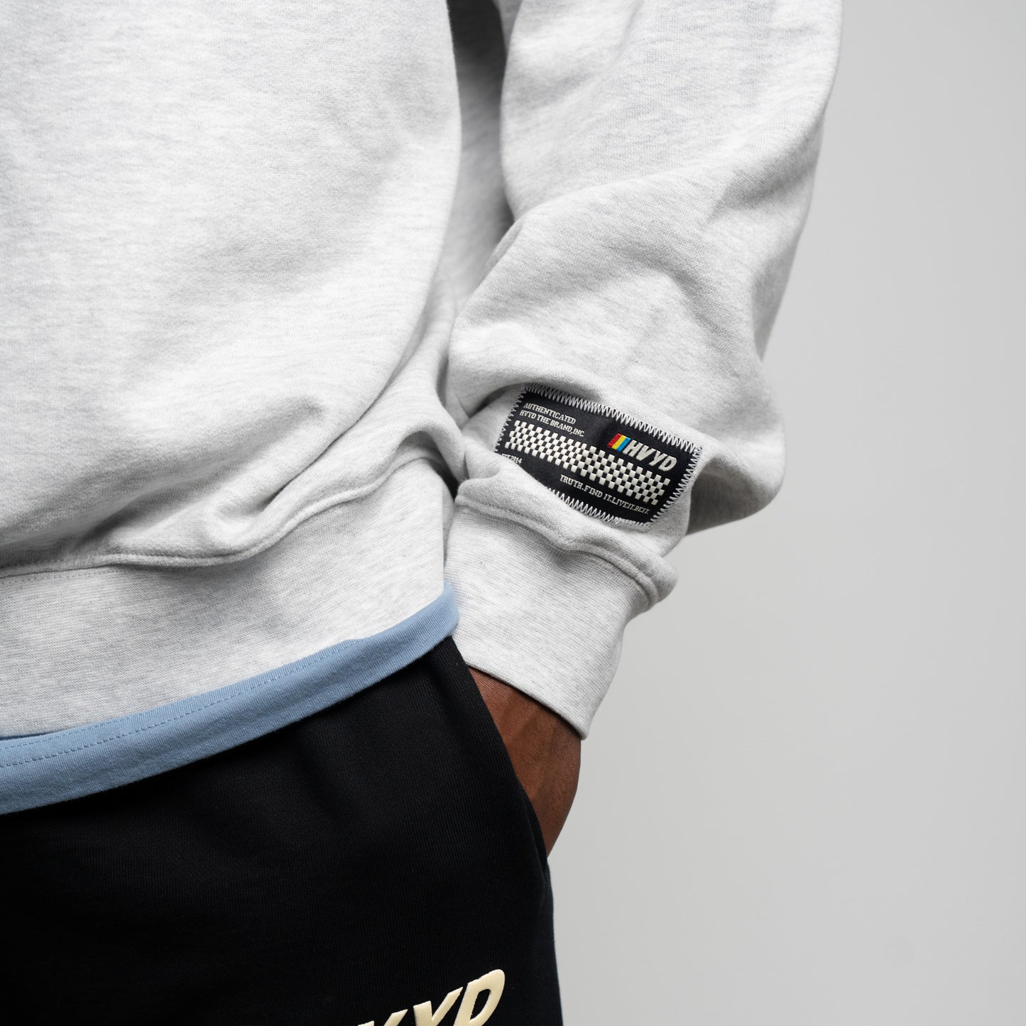 002 HVYD Race Fleece Crewneck — Heather Grey