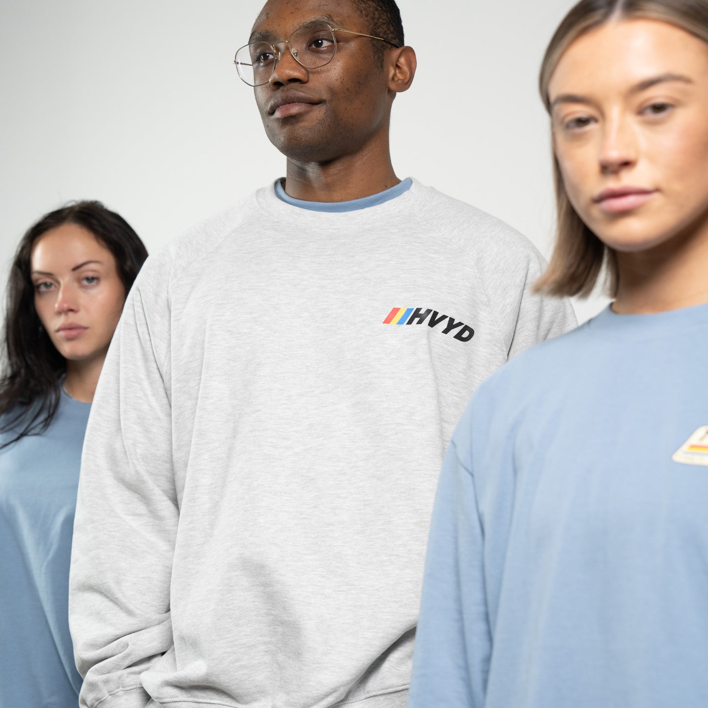 002 HVYD Race Fleece Crewneck — Heather Grey