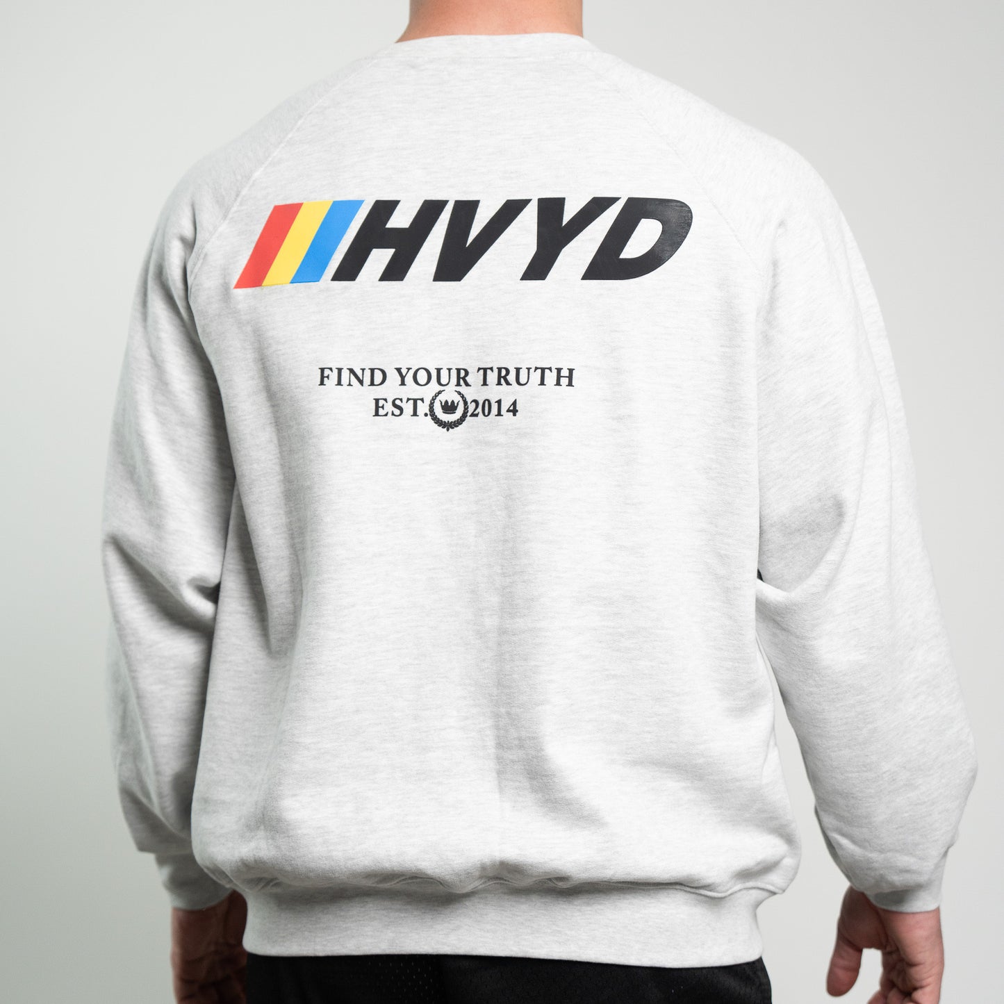 002 HVYD Race Fleece Crewneck — Heather Grey