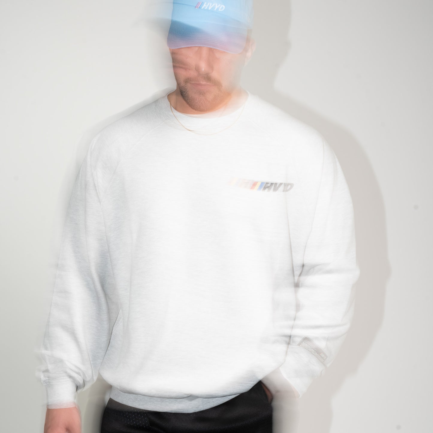 002 HVYD Race Fleece Crewneck — Heather Grey