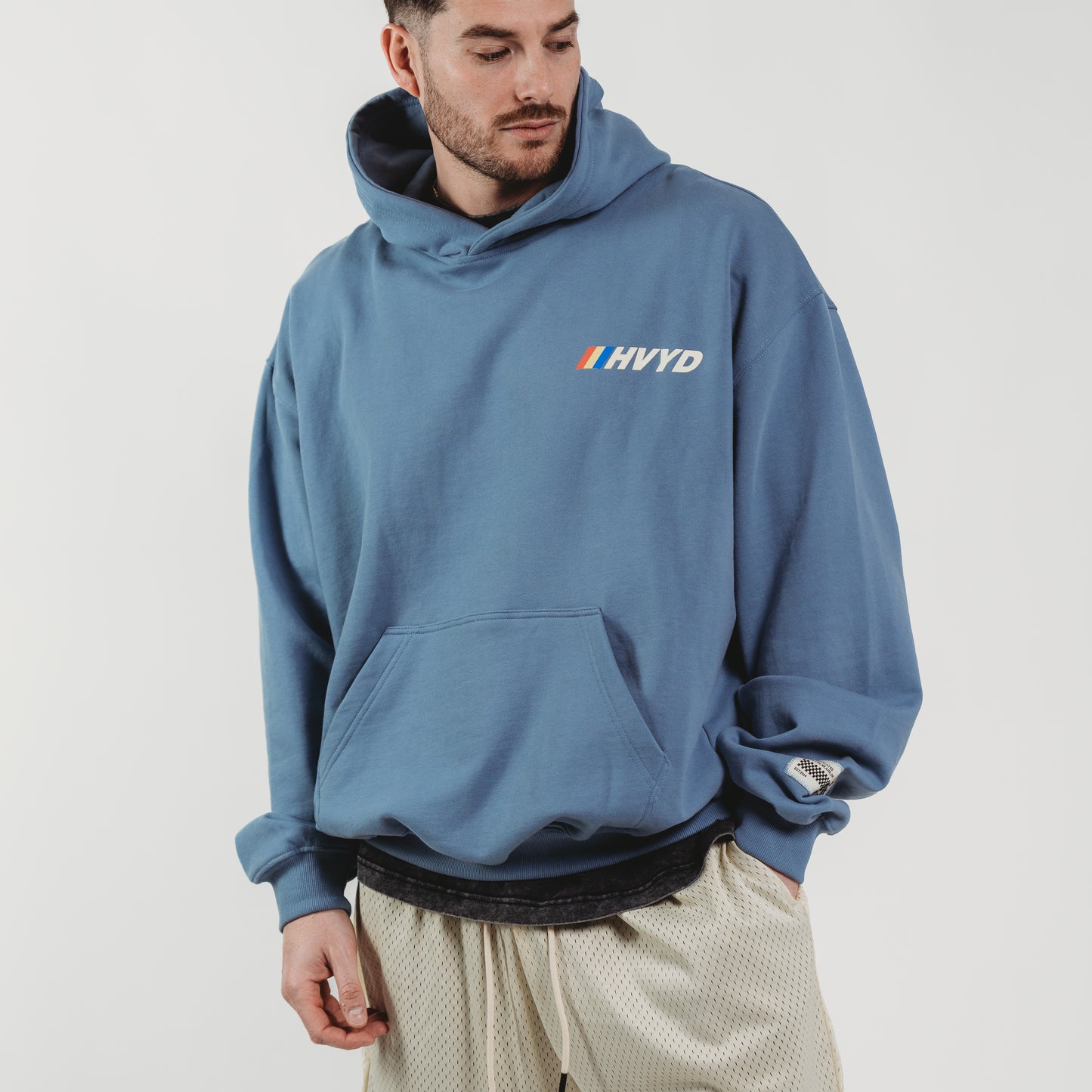003 HVYD Race Terry Hoodie — Clear Blue
