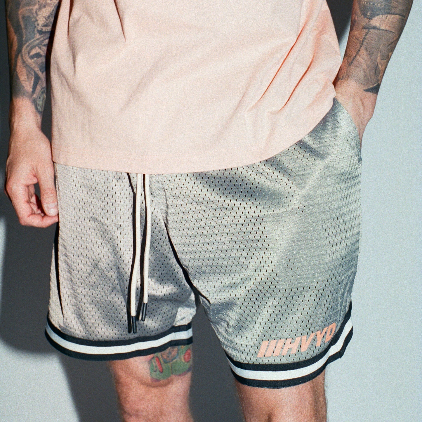 002 HVYD Premium Varsity Mesh Shorts — Ash
