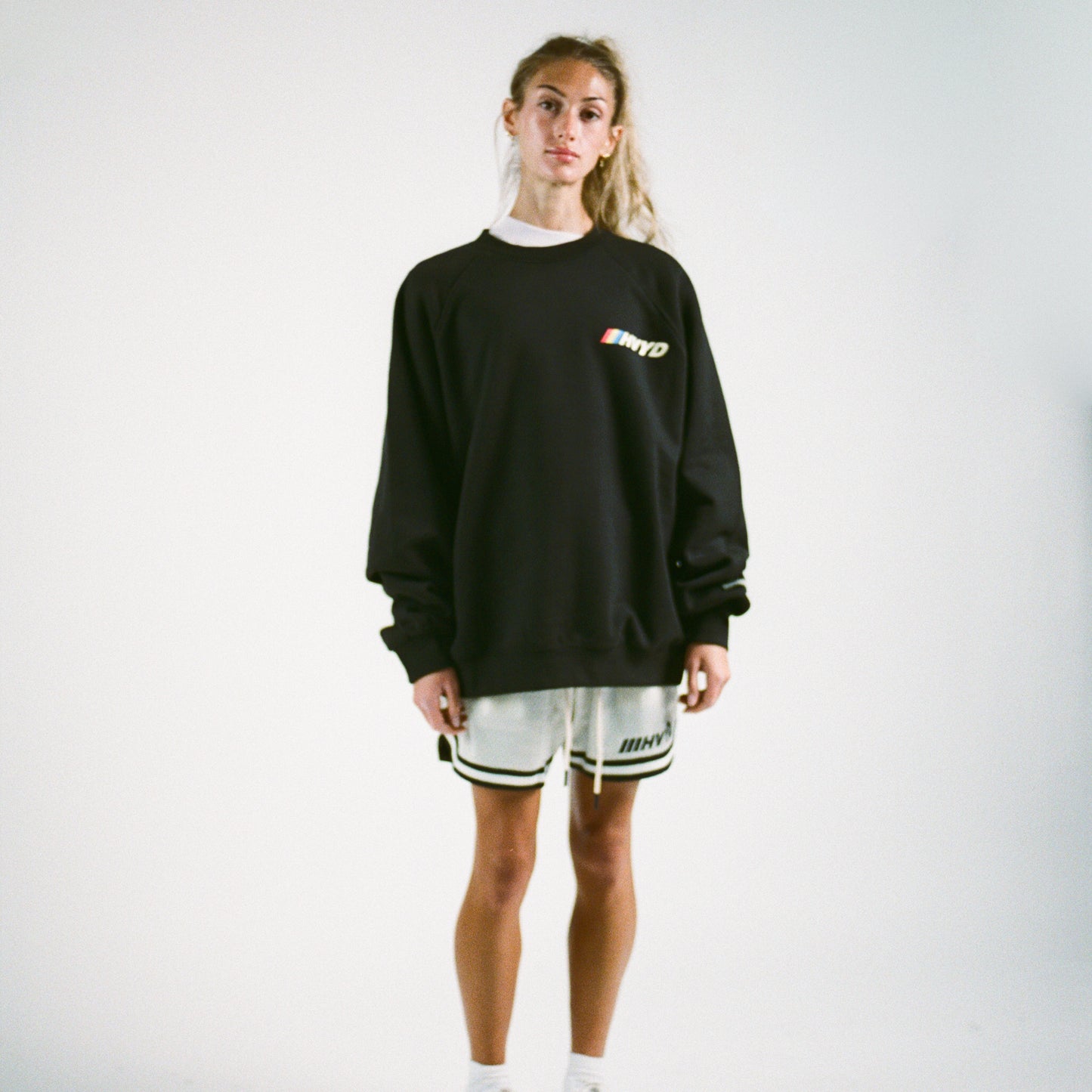002 HVYD Race Crewneck — Washed Black