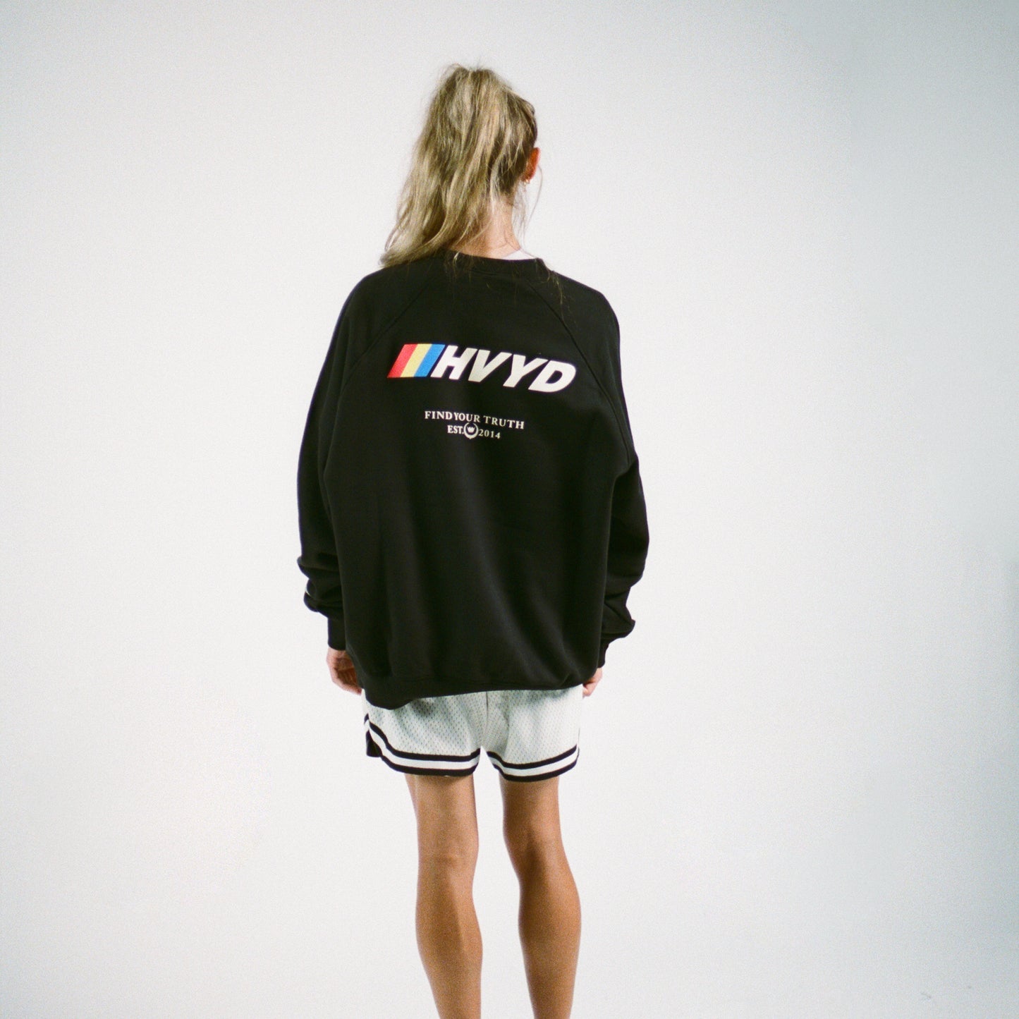 002 HVYD Race Crewneck — Washed Black