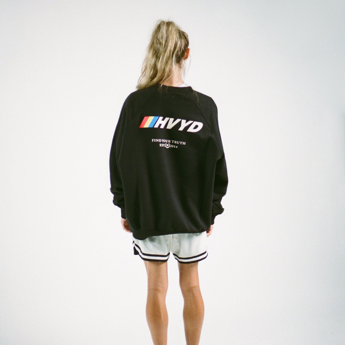 002 HVYD Race Crewneck — Washed Black