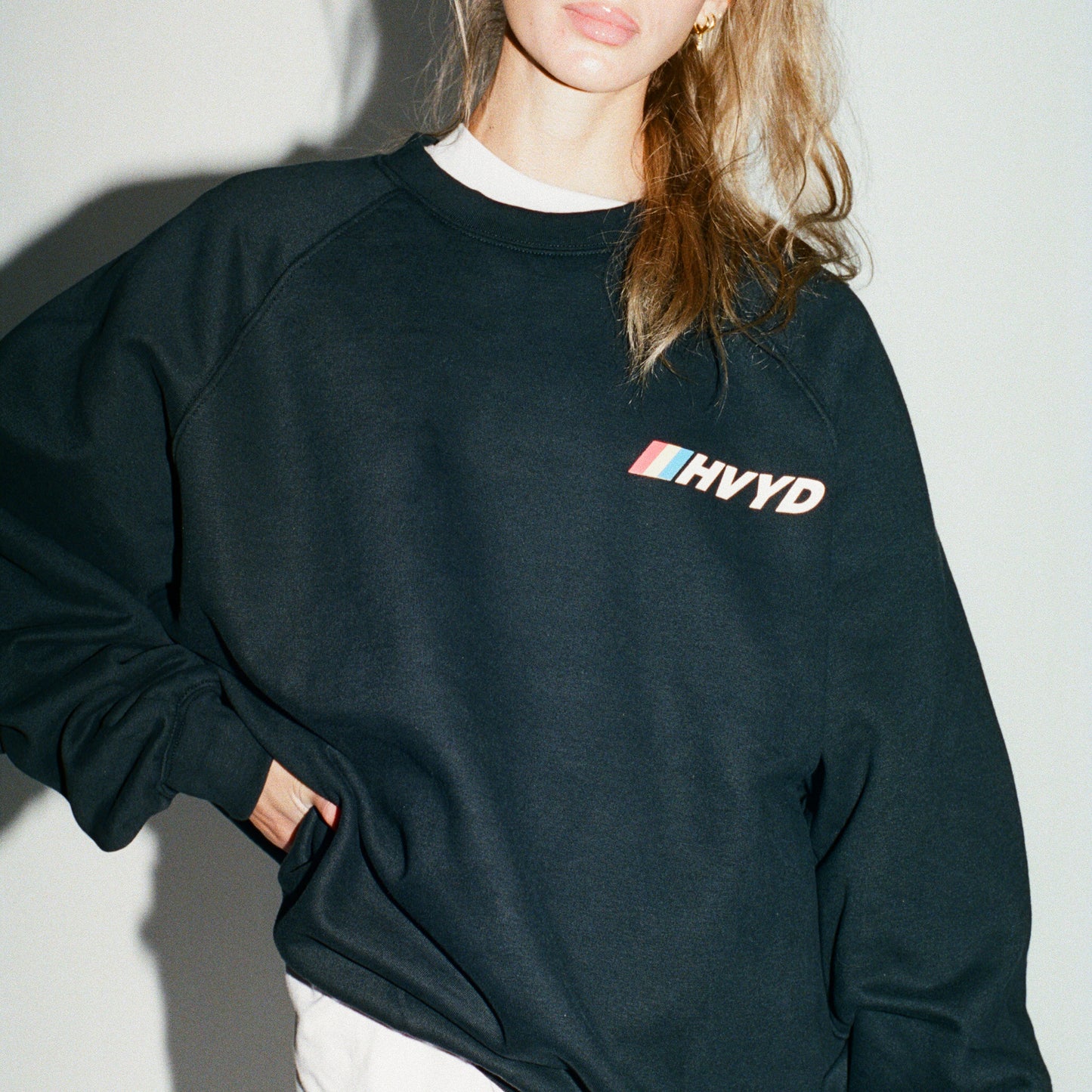 002 HVYD Race Crewneck — Washed Black
