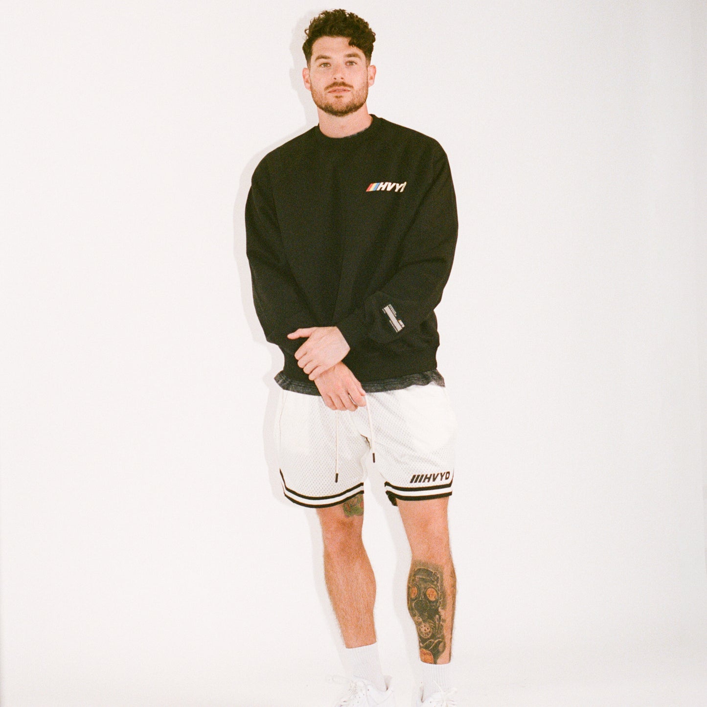 002 HVYD Premium Varsity Mesh Shorts — Bone