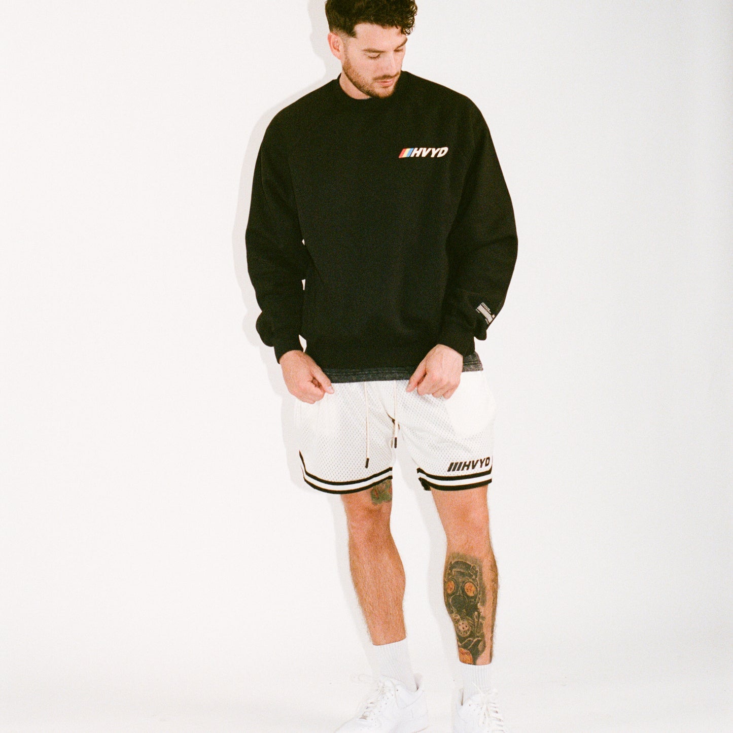 002 HVYD Race Crewneck — Washed Black