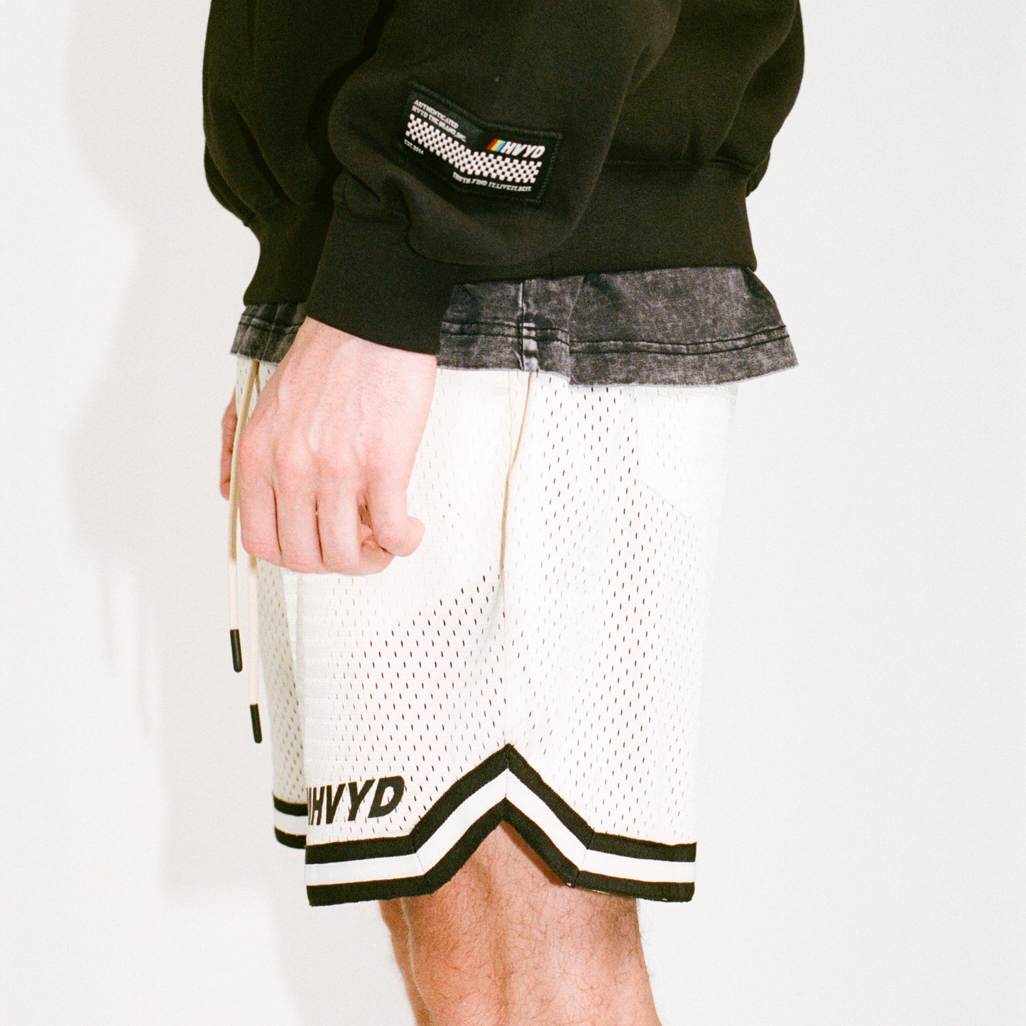 002 HVYD Premium Varsity Mesh Shorts — Bone