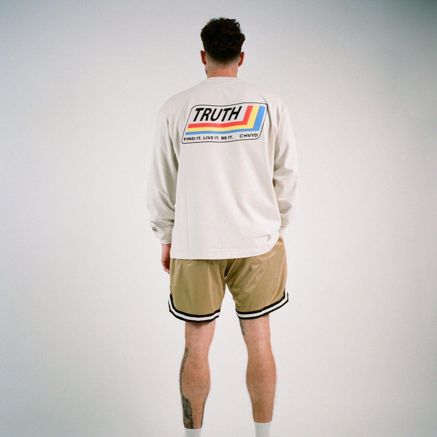 002 HVYD Premium Varsity Mesh Shorts — Beige