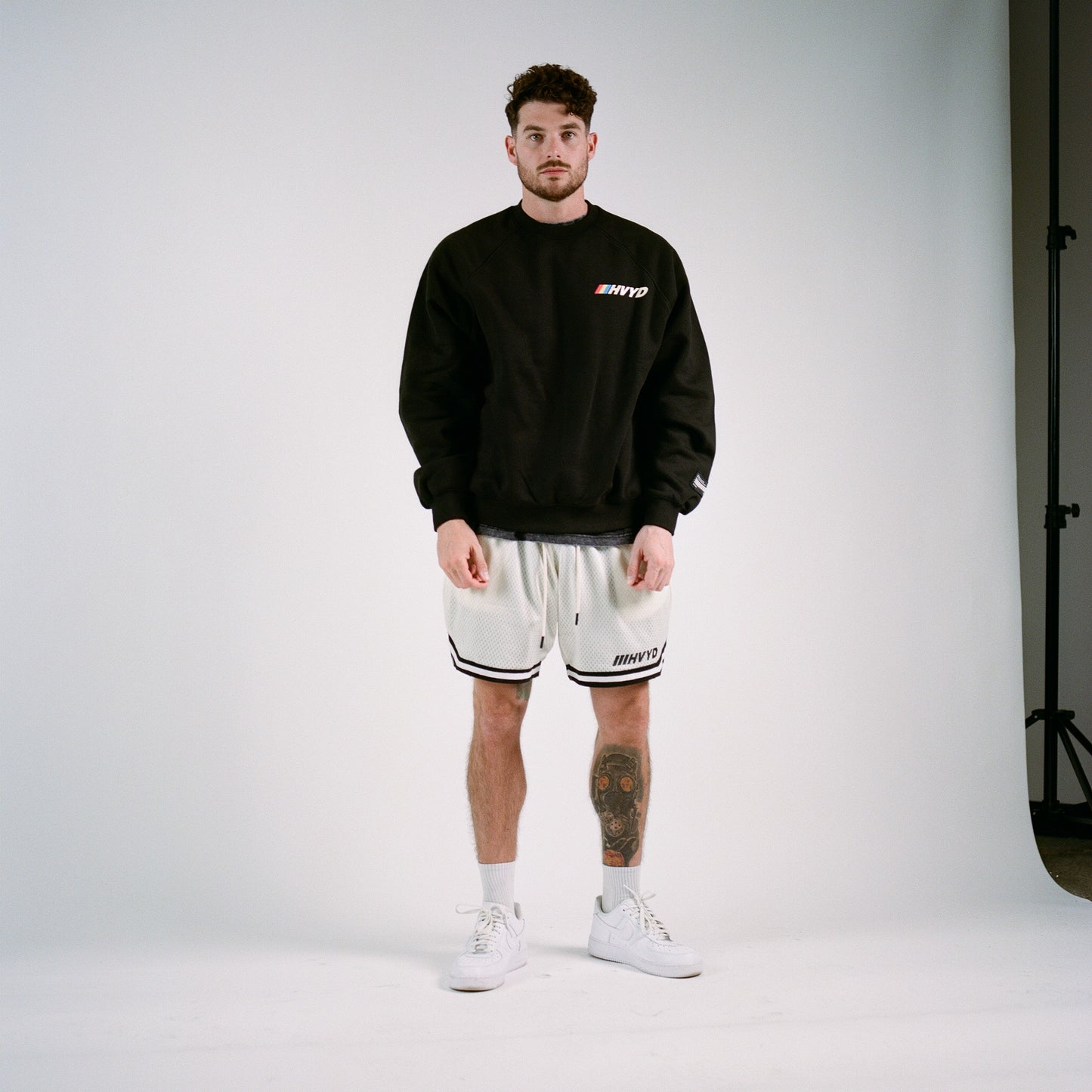 002 HVYD Race Crewneck — Washed Black