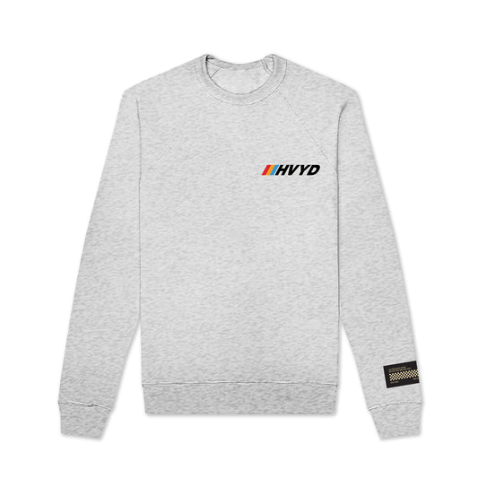 002 HVYD Race Fleece Crewneck — Heather Grey