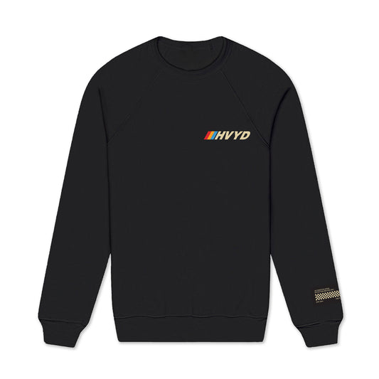 002 HVYD Race Crewneck — Washed Black