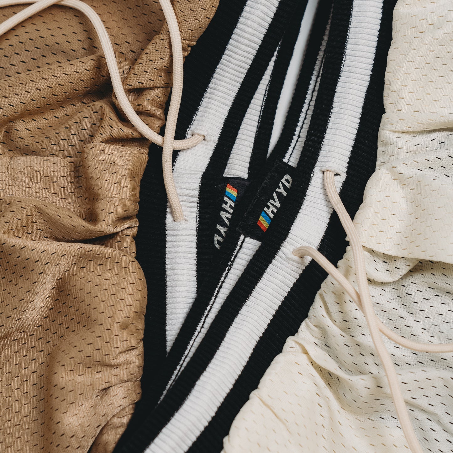 002 HVYD Premium Varsity Mesh Shorts — Bone