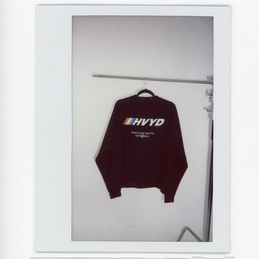 002 HVYD Race Crewneck — Washed Black